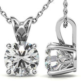 Round Brilliant Moissanite Vintage Scroll Solitaire Pendant