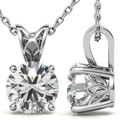 Round Brilliant Moissanite Vintage Scroll Solitaire Pendant