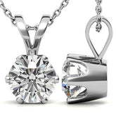 Round Brilliant Moissanite 6-Prong Crown Solitaire Pendant