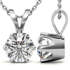 Round Brilliant Moissanite 6-Prong Crown Solitaire Pendant