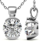 Round Half Bezel Moissanite Solitaire Pendant