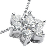Round Brilliant Moissanite Cluster Flower Pendant