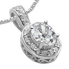 7x5mm Oval Moissanite Halo Pendant