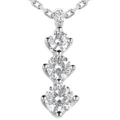 6/5/4mm Round Brilliant Moissanite 3-Stone Pendant, 1.5ct