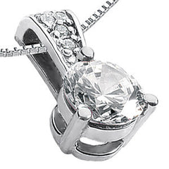 Round Solitaire Moissanite Pendant with Accents