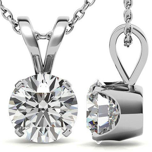 Round Brilliant Moissanite 4-Prong Crown Solitaire Pendant