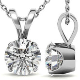 Round Brilliant Moissanite 4-Prong Crown Solitaire Pendant