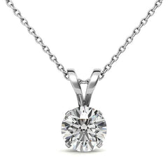 Round Brilliant Moissanite 4-Prong Crown Solitaire Pendant