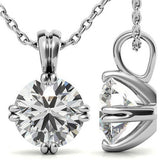 Round Brilliant Moissanite Twin-Prong Solitaire Pendant