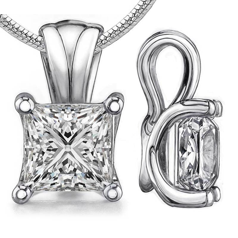 Princess Trellis Lucern Moissanite Solitaire Pendant