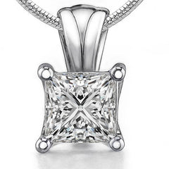 Princess Trellis Lucern Moissanite Solitaire Pendant