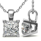 Princess cut Moissanite V-Prong Solitaire Pendant