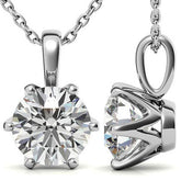 6-Prong Round Brilliant Moissanite Solitaire Pendant