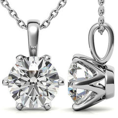 6-Prong Round Brilliant Moissanite Solitaire Pendant