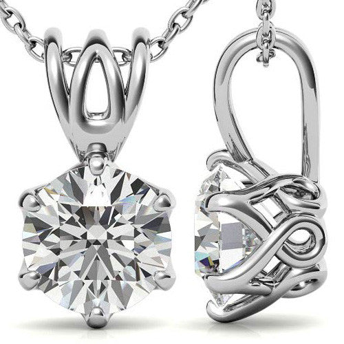 6-Prong Interwoven Round Brilliant Moissanite Solitaire Pendant