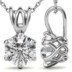 6-Prong Interwoven Round Brilliant Moissanite Solitaire Pendant