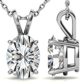 Classic 4-Prong Basket Oval Moissanite Solitaire Pendant