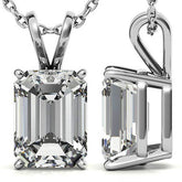 Classic 4-Prong Basket Emerald / Radiant Moissanite Solitaire Pend