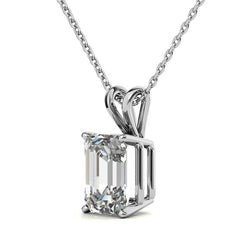 Classic 4-Prong Basket Emerald / Radiant Moissanite Solitaire Pend