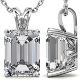 Emerald / Radiant Moissanite Vintage Scroll Solitaire Pendant