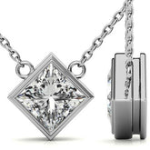 Princess Kite-Set Bezel Moissanite Pendant