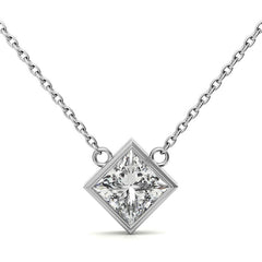 Princess Kite-Set Bezel Moissanite Pendant