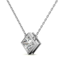 Princess Kite-Set Bezel Moissanite Pendant