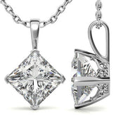Princess Kite-Set Moissanite Scroll Accented Solitaire Pendant
