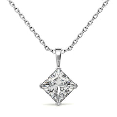 Princess Kite-Set Moissanite Scroll Accented Solitaire Pendant