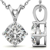 Classic 4-Prong Basket Cushion Moissanite Solitaire Pendant