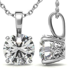 Fleur-De-Lis Round Brilliant Moissanite Pendant