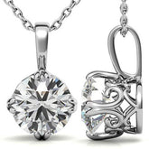 Vintage Antique Double Prong Round Brilliant Moissanite Pendant