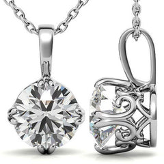 Vintage Antique Double Prong Round Brilliant Moissanite Pendant