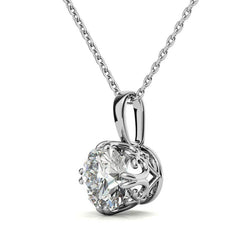 Vintage Antique Double Prong Round Brilliant Moissanite Pendant