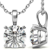 Round Brilliant Moissanite Heart Prong Solitaire Pendant