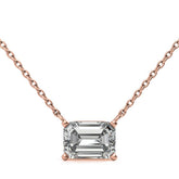 4-Prong Emerald / Radiant Floating Moissanite Pendant