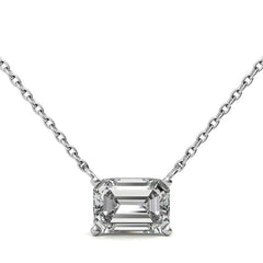 4-Prong Emerald / Radiant Floating Moissanite Pendant