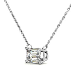 4-Prong Emerald / Radiant Floating Moissanite Pendant