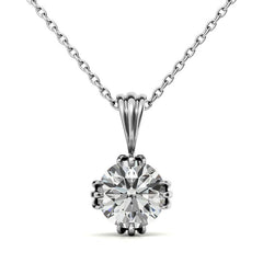 Triple Prong Round Basket Moissanite Solitaire Pendant