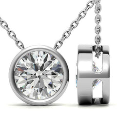 Round Brilliant Moissanite Bezel Solitaire Pendant