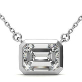 Emerald / Radiant Bezel Moissanite Pendant