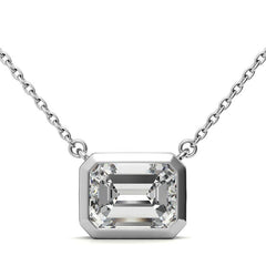 Emerald / Radiant Bezel Moissanite Pendant