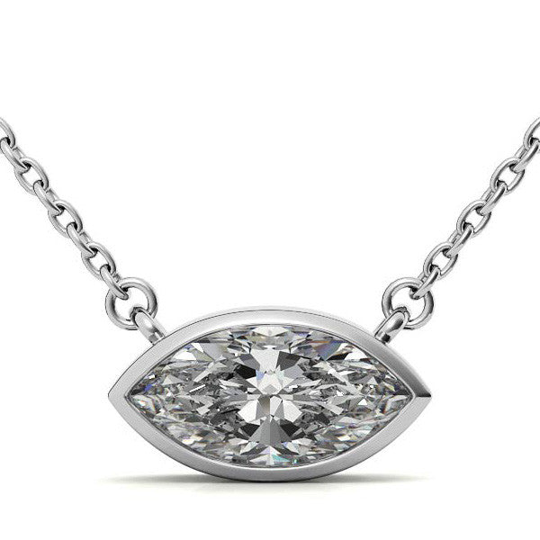 Marquise Bezel Moissanite Pendant