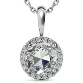 Rose Halo Moissanite Solitaire Pendant