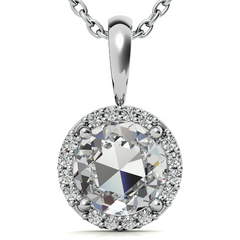Rose Halo Moissanite Solitaire Pendant
