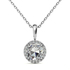 Rose Halo Moissanite Solitaire Pendant