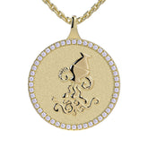 Aquarius Zodiac Diamond Medallion Pendant