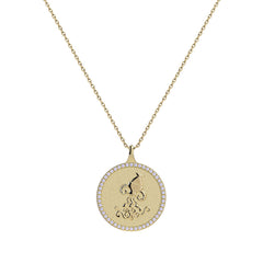 Aquarius Zodiac Diamond Medallion Pendant