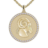 Aries Zodiac Diamond Medallion Pendant