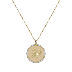 Cancer Zodiac Diamond Medallion Pendant
